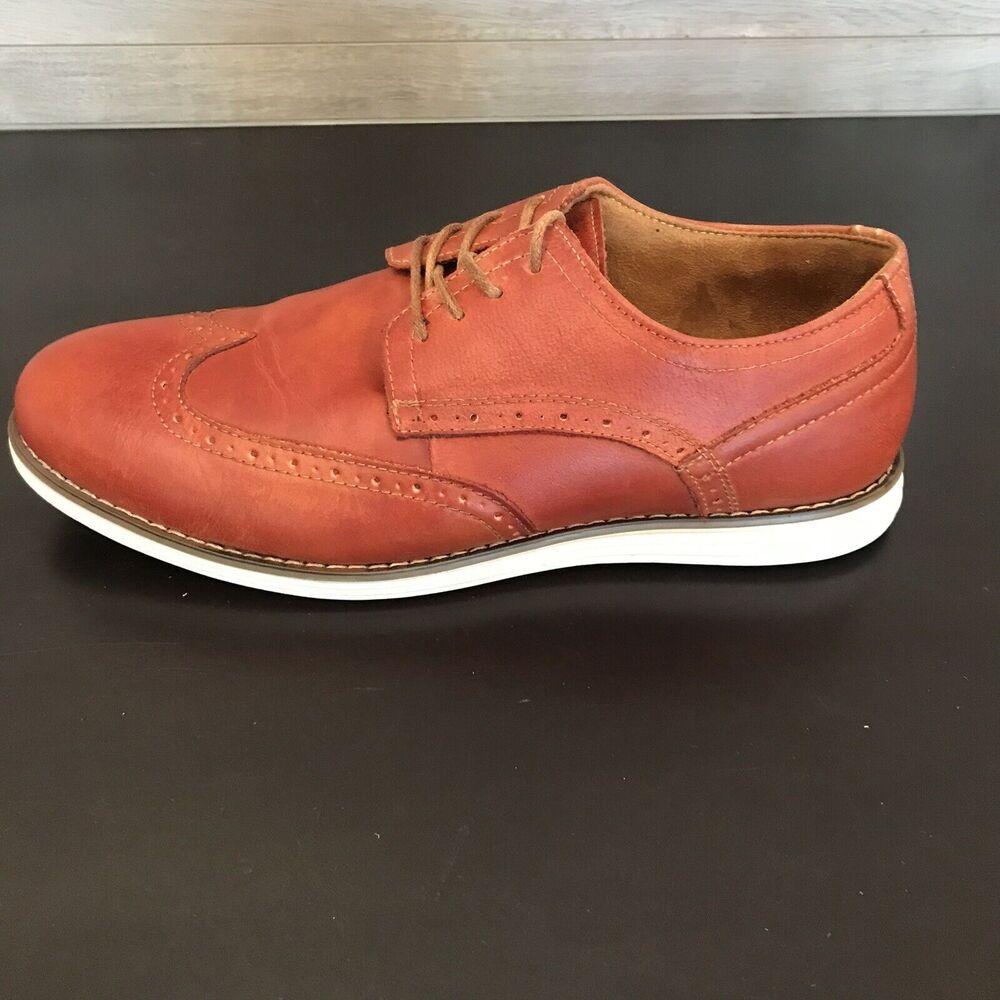 Vostey Milan Cognac Orange Leather Wingtip Dress Lace Up Shoes Men's US‎ 11